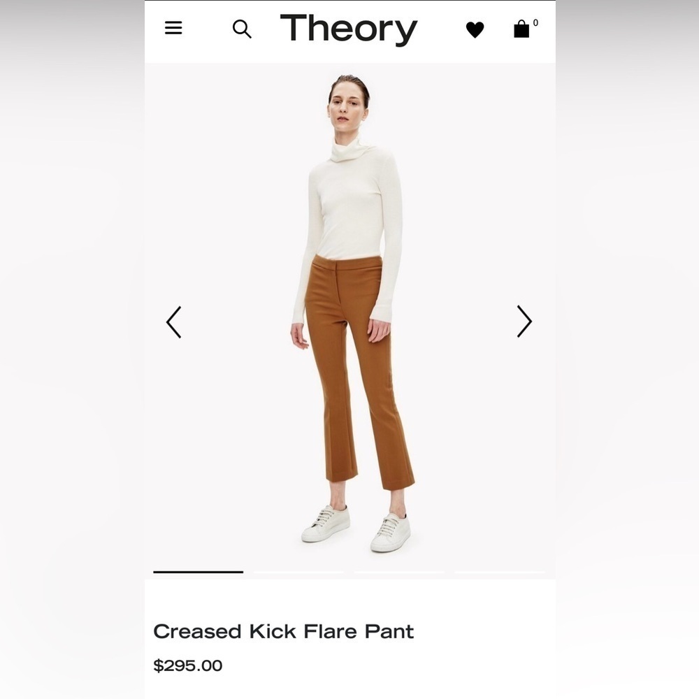 Theory Women’s Creased Kick Flare Twill Pant Business Casual Vicuña Brown Size 2
